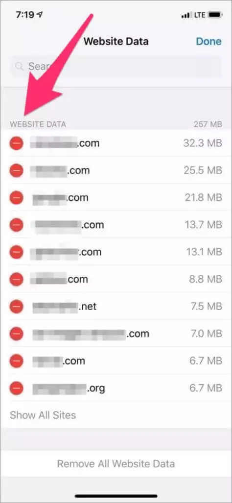 Removing all website data in Safari 