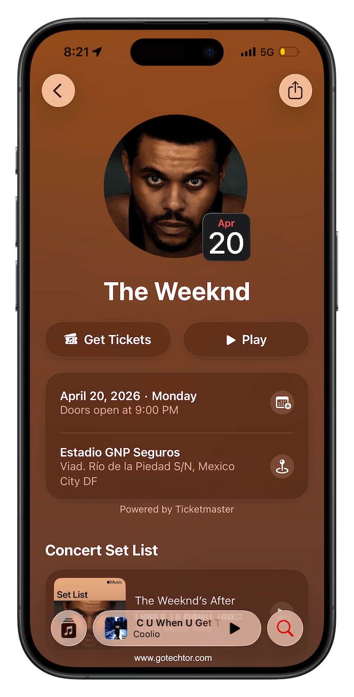 apple music concerts near you ios 26.4