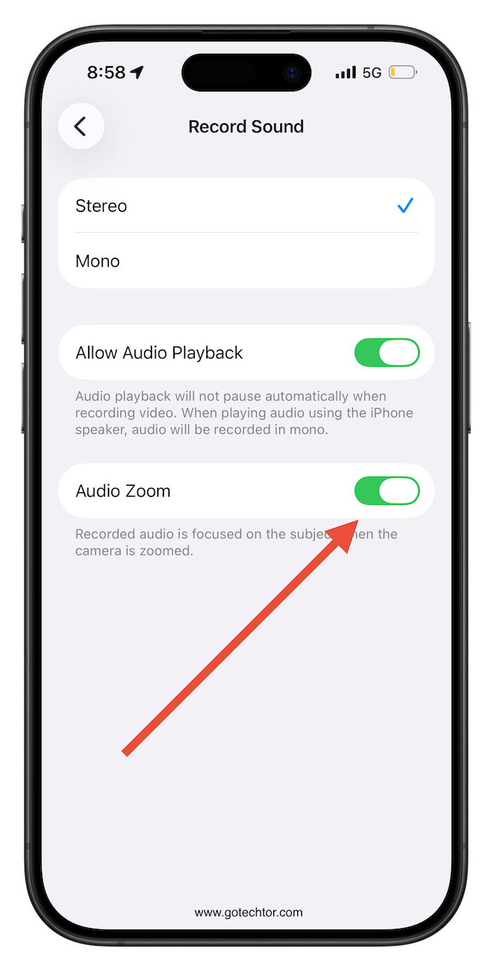 audio zoom camera