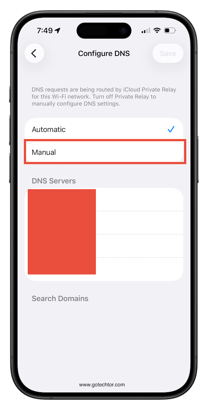 Set DNS on iPhone