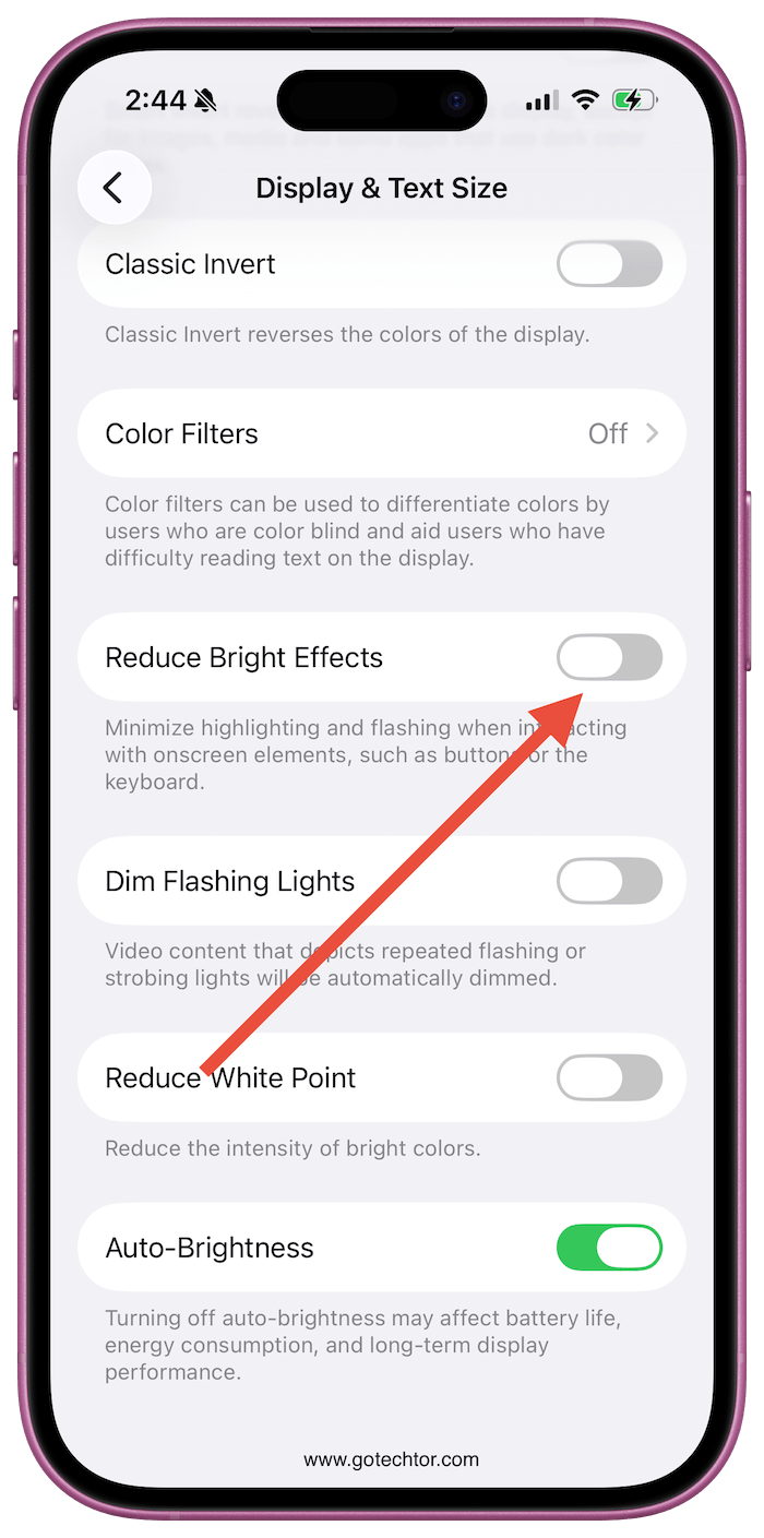 ios 26.4 reduce bright effects