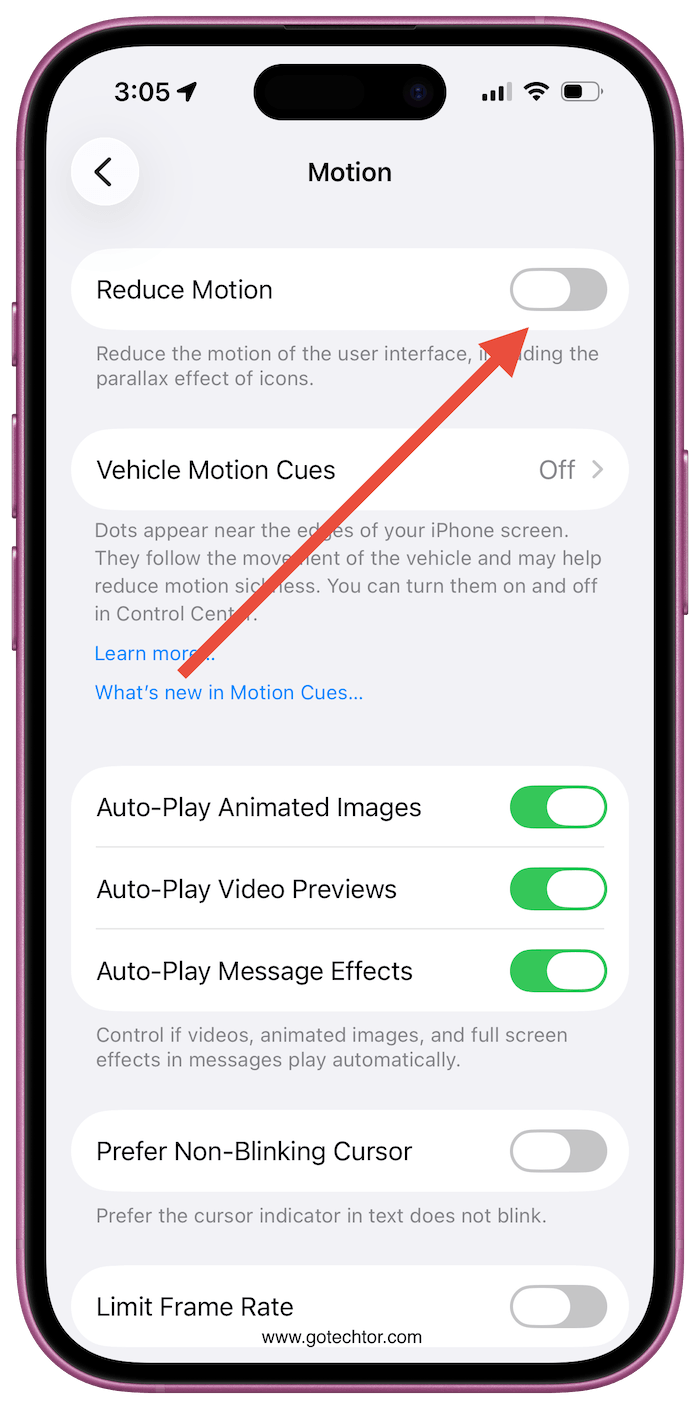 reduce motion ios 26 of user interface
