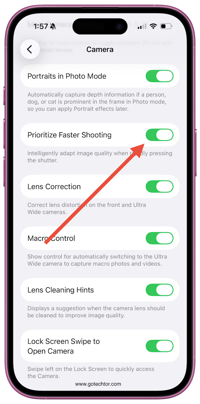 prioritize faster shooting iphone camera settings